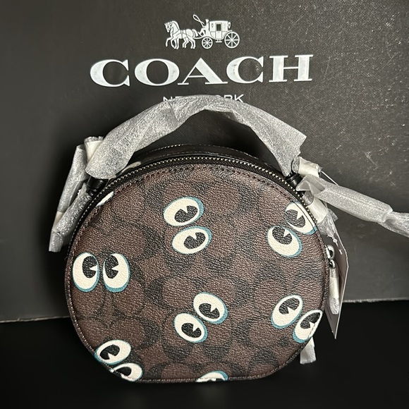 NWT Canteen Crossbody Signature Canvas Graphic Halloween Eyes Purse Bag Leather - Picture 9 of 12